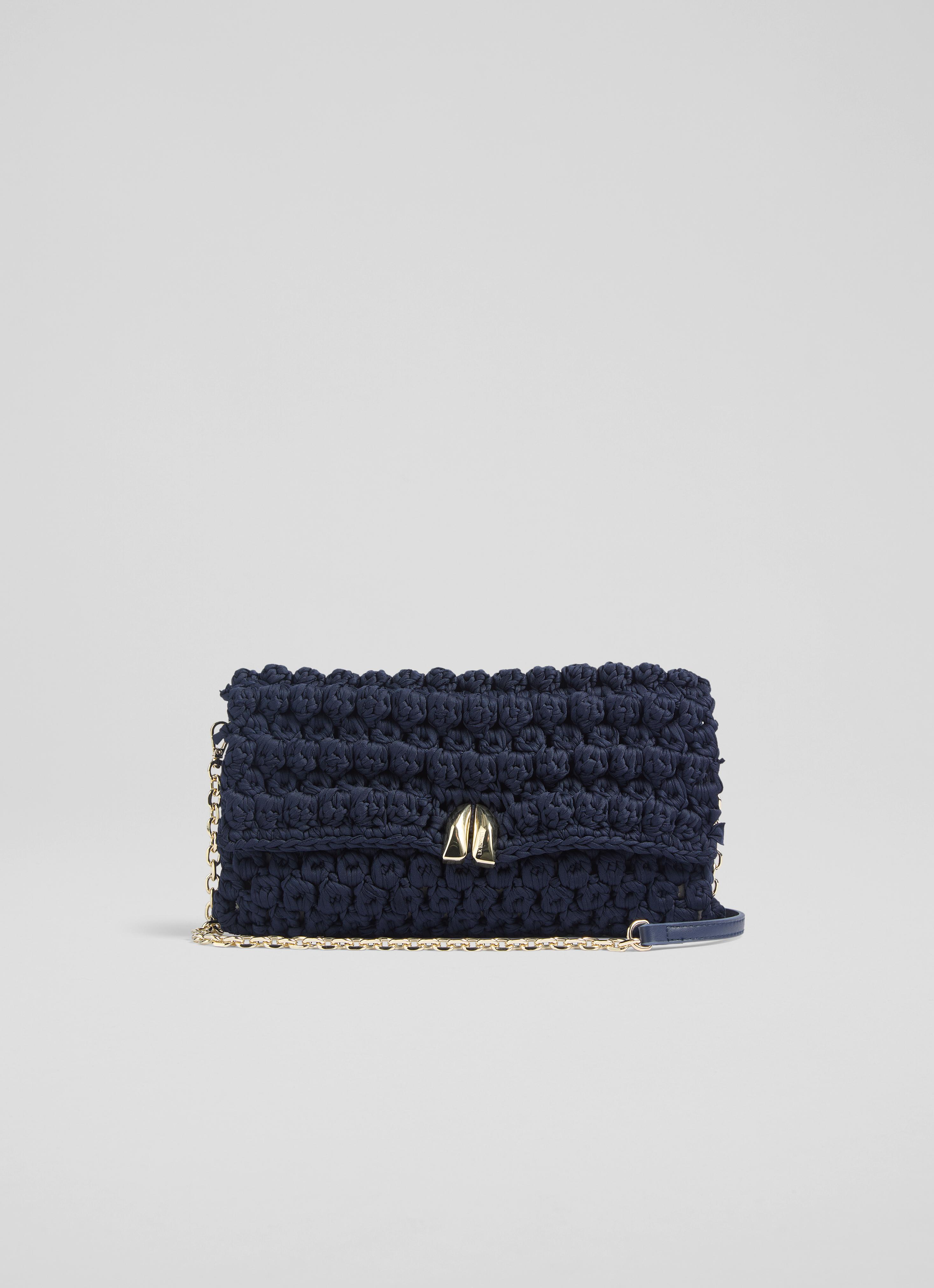 LKBennett Larna ネイビー かぎ針編み Oloid クラッチ バッグ Larna Navy Crochet Oloid